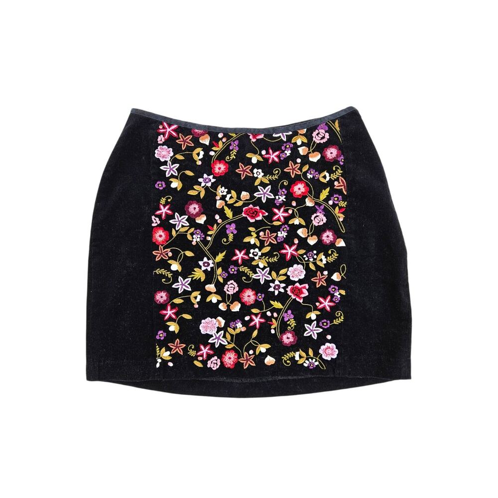 Vintage Betsey Johnson Mini Skirt Corduroy Embroidered - Size 2